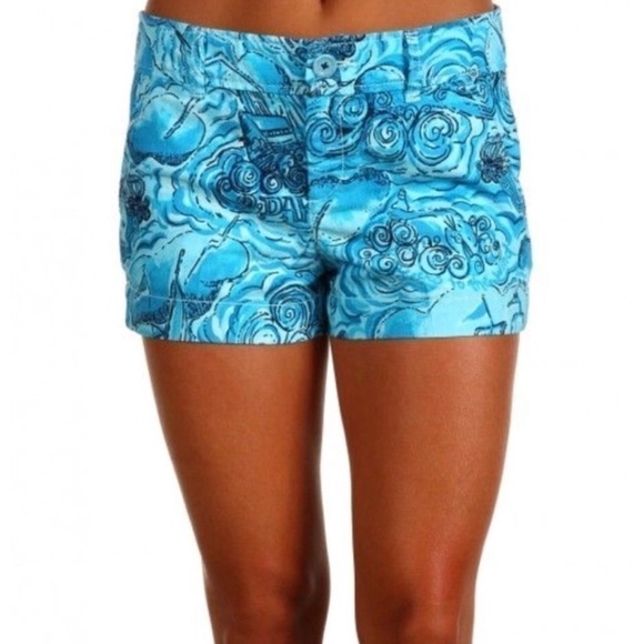 Lilly Pulitzer Dark N Stormy Walsh Shorts Gosling Rum Size 00 RARE - Picture 1 of 16